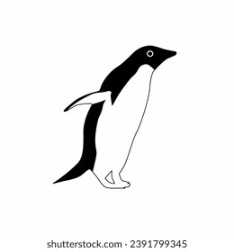 Pingüino vector simple color negro y blanco