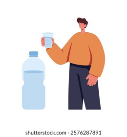 Simple Vector of Person Holding Water Glass