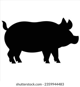 Simple vector pig silhouette black solid color