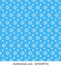 simple vector pixel art seamless pattern of abstract white abstract white snowflakes on blue background
