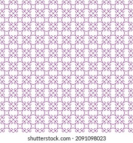 simple vector pixel art seamless pattern of minimalistic abstract linear violet swirls in retro style grid tile on white background