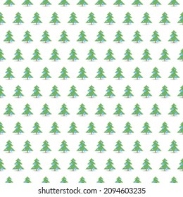 simple vector pixel art seamless pattern of minimalistic Christmas decorated trees on white background