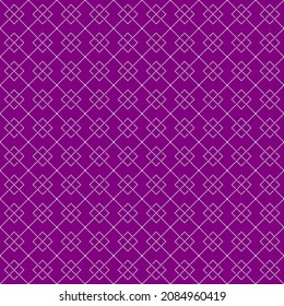 simple vector pixel art white seamless pattern of minimalistic abstract rhombus grid tile on velvet violet background
