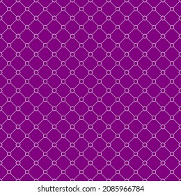simple vector pixel art white seamless pattern of minimalistic abstract rhombus grid tile on velvet violet background