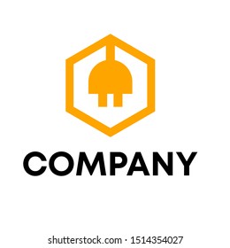 simple vector Plug Power Logo Symbol Design Illustration