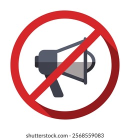 Simple Vector Prohibition Sign - No Bullhorn Graphic Illustration
