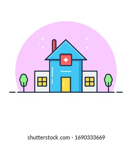 Simple Vector Public Health Center Flat Illustration