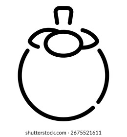 Vector simple de una fruta de mangostán púrpura con hojas verdes.