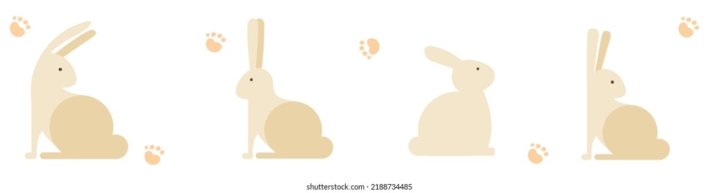 Simple vector rabit. Set with different poses