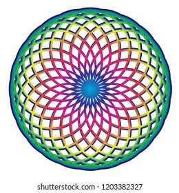Simple vector rainbow circle mandala on white background