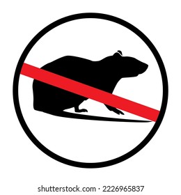  Simple vector of rat pest warning with white background and crossed red lines as a red flag