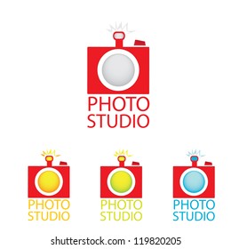 simple vector red digital photo camera icon set.photo sign