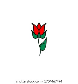 simple vector red flower, rose 