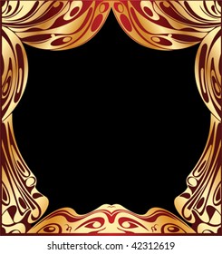 Simple Vector Red And Gold Curtain