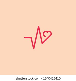simple vector red heartbeat icon