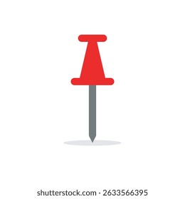 Vetor simples de um pino vermelho, frequentemente usado para marcar locais, lembretes ou notas. Excelente para designs de escritório, mapas e produtividade.