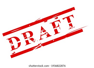 Simple Vector Simple red scratch rubber stamp, draft,  at white background
