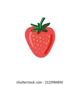 Simple vector red strawberry illustration isolated on white. 