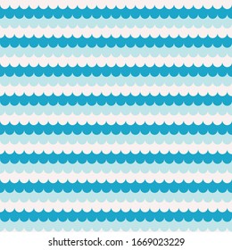 Simple vector repeat pattern with abstract waves in white and blue colors.