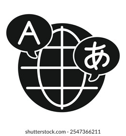 Simple vector representing global communication and language translation with speech bubbles and different alphabets