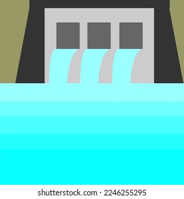 Eine einfache Vektorgrafik eines Reservoir, das üblicherweise zur Erzeugung von Hydrostrom verwendet wird. Geeignet für Design-Materialien, Illustrationen oder Symbole