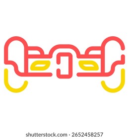 Simple vector of a retro-futuristic hoverboard with sleek geometric shapes.