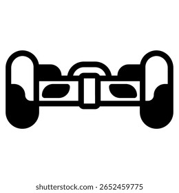 Simple vector of a retro-futuristic hoverboard with sleek geometric shapes.