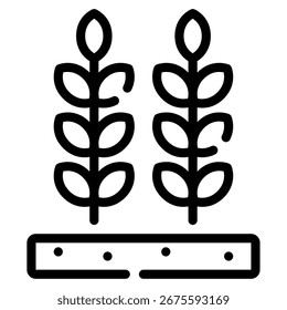 Vector simple de plantas de arroz en un campo con agua.