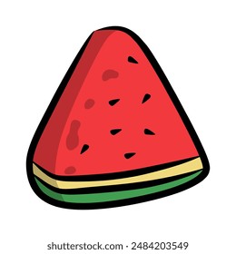 simple vector of ripe red watermelon, hand drawn vector illustration