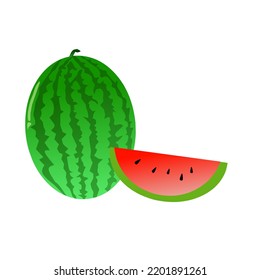 Simple vector ripe watermelon fruit