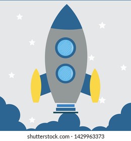 Simple Vector Rocket Launch Graphic 