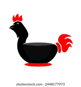 Simple vector Rooster icon. Bowl style rooster