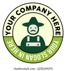 simple vector Round farmer logo with vector farmer icon inside the sphere and transparent background
