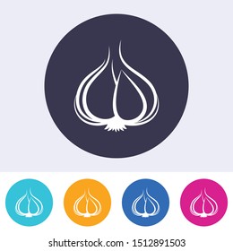 Simple vector round garlic icon isolated on white