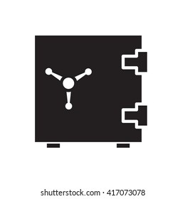 Simple vector safe icon. Security and protection sign. Banking, money, deposit symbol. Locked steel box pictogram for web, design, business.