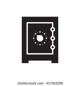 Simple vector safe icon. Security and protection sign. Banking, money, deposit symbol. Locked steel box pictogram for web, design, business.