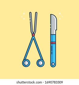 Simple Vector Scalpel Tools Flat Illustration