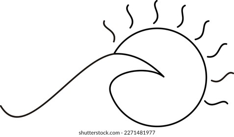 icono simple vectorial del mar con sol blanco y negro