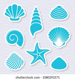 Simple Vector Sea Shells And Starfish 3d Labels