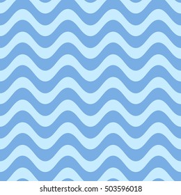 Simple vector seamless blue vintage wavy line pattern