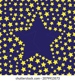 Simple vector seamless design with stars on night sky. Starry night design with star outline.