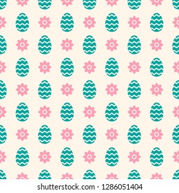 Simple vector seamless easter pattern in flat style. Background for printing on paper, wallpaper, covers, textiles, fabrics, for decoration, decoupage, scrapbooking and other