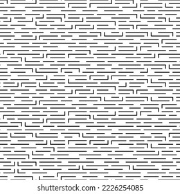 Simple vector seamless monochrome pattern of lines and angles in linear style. Vector seamless black and white pattern of thin horizontal lines and corners with rounded edges.