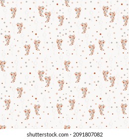 Simple vector seamless pattern. Abstract background with small scattered hand-drawn circles in the shape of grapes. Liberty style wallpaper. Elegant ditsy texture. Pale orange, gray, white color