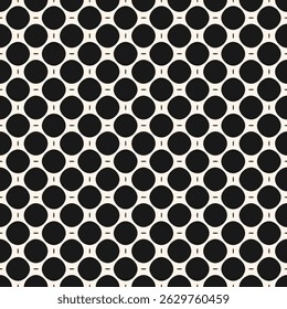 Simple vector seamless pattern. Black and white abstract geometric ornament texture with small circles in regular grid. Minimal monochrome background. Modern repeated geo design for print, embossing