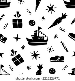 Simple vector seamless pattern. Celebration of St. Nicholas Day, Sinterklaas. For printing wrapping paper, gifts, textiles.