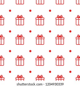 Simple vector seamless pattern with Christmas gifts on white background. Perfect for wrapping paper or fabric. 