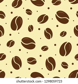 Simple vector seamless pattern with coffee beans. Perfect for wrapping paper or fabric.