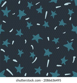 Simple vector seamless pattern with cute stars doodles. Wallpaper or background for printing on paper or fabric. Great ornament for the interior of a children's room