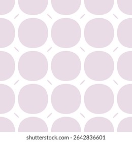 Simple vector seamless pattern. Cute pink and white abstract geometric ornament texture with big circles, bold shapes. Minimal geometrical background. Repeated geo design for decor, textile, package